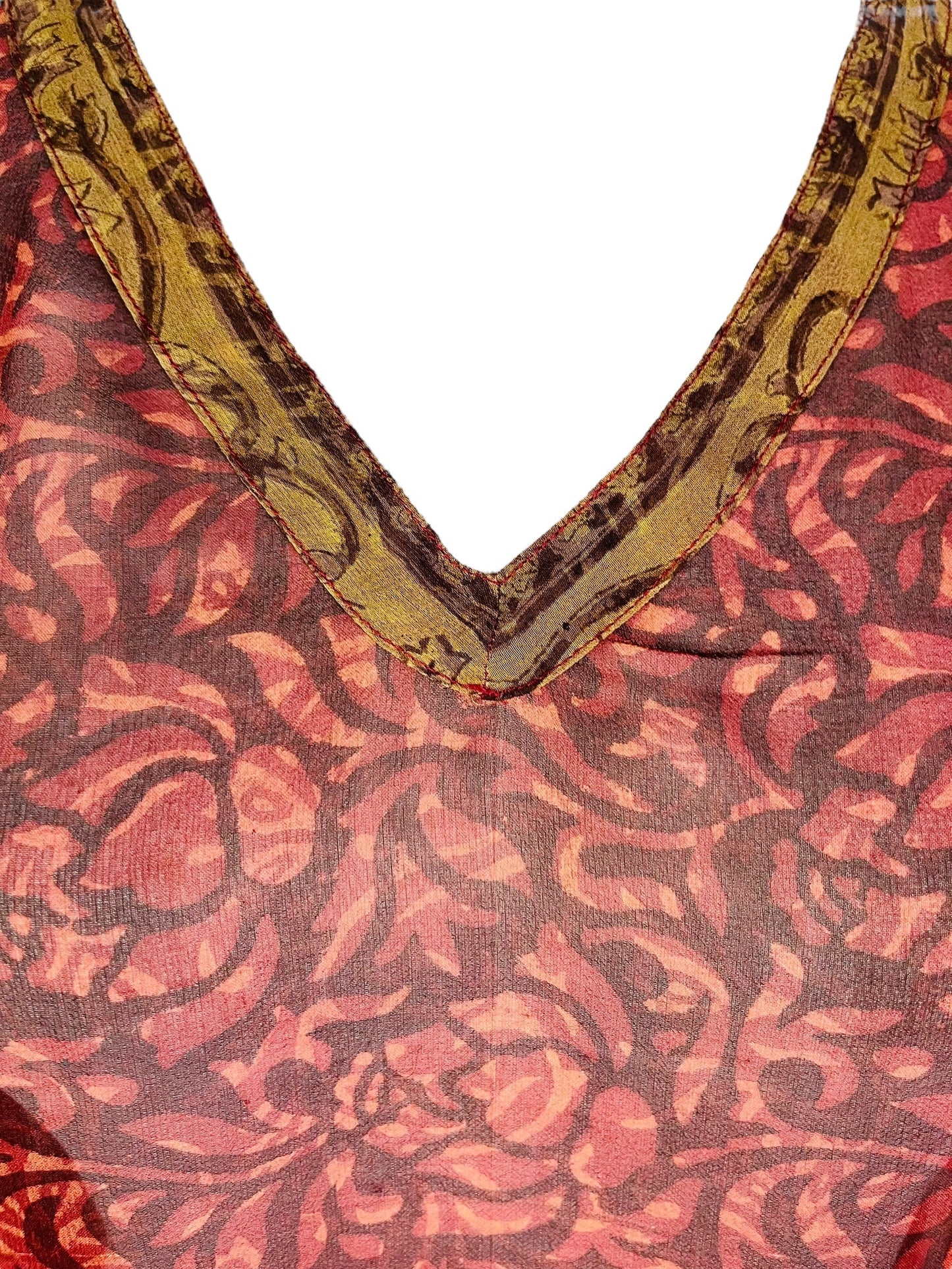 PRG7480 Sheer Avatar Pure Silk Short Kaftan Tunic without Slits - Velora