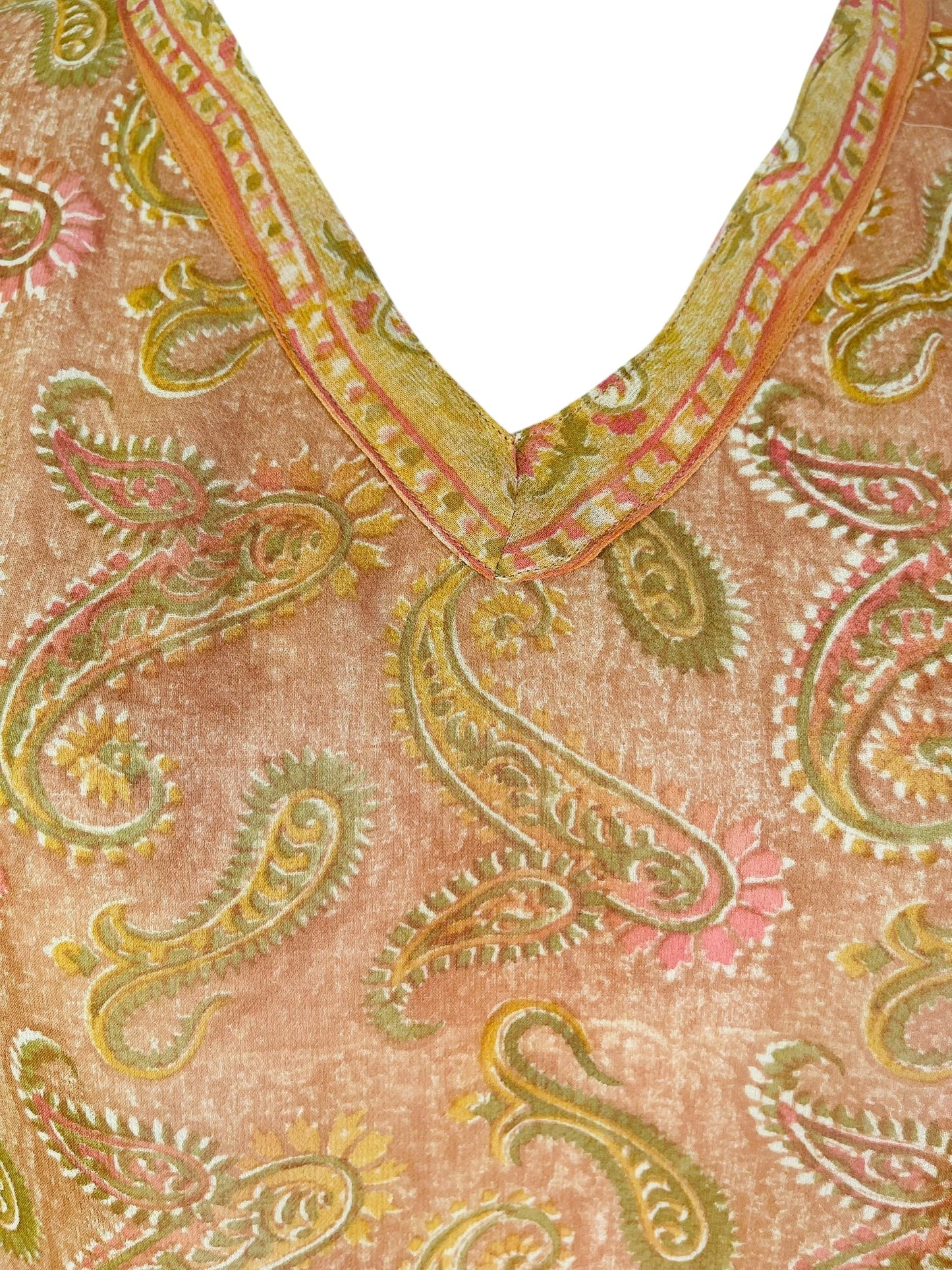 PRG7488 Sheer Avatar Pure Silk Short Kaftan Tunic without Slits - Velora