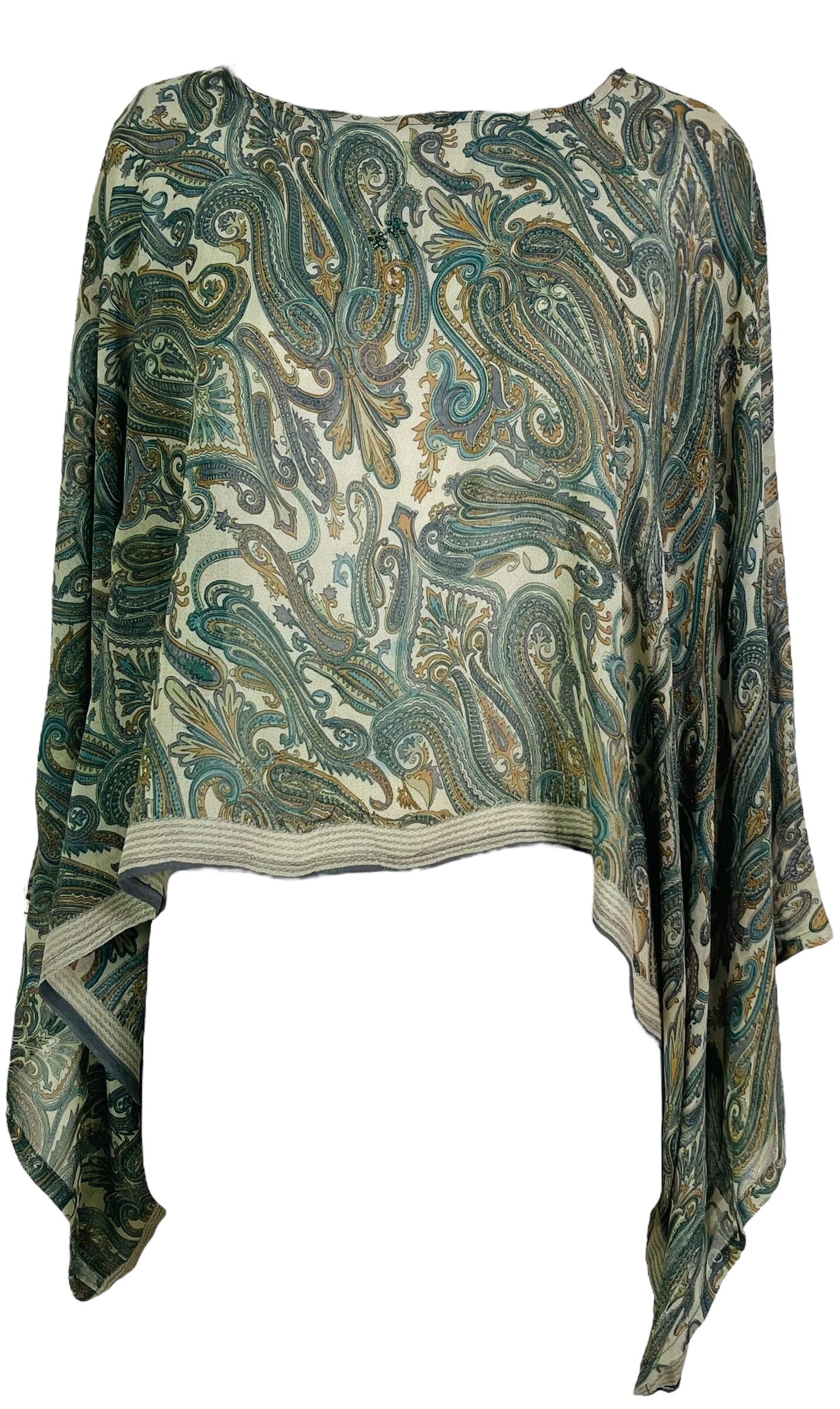 PRG7338 Sheer Avatar Pure Silk Kimono-Sleeved Top - Velora