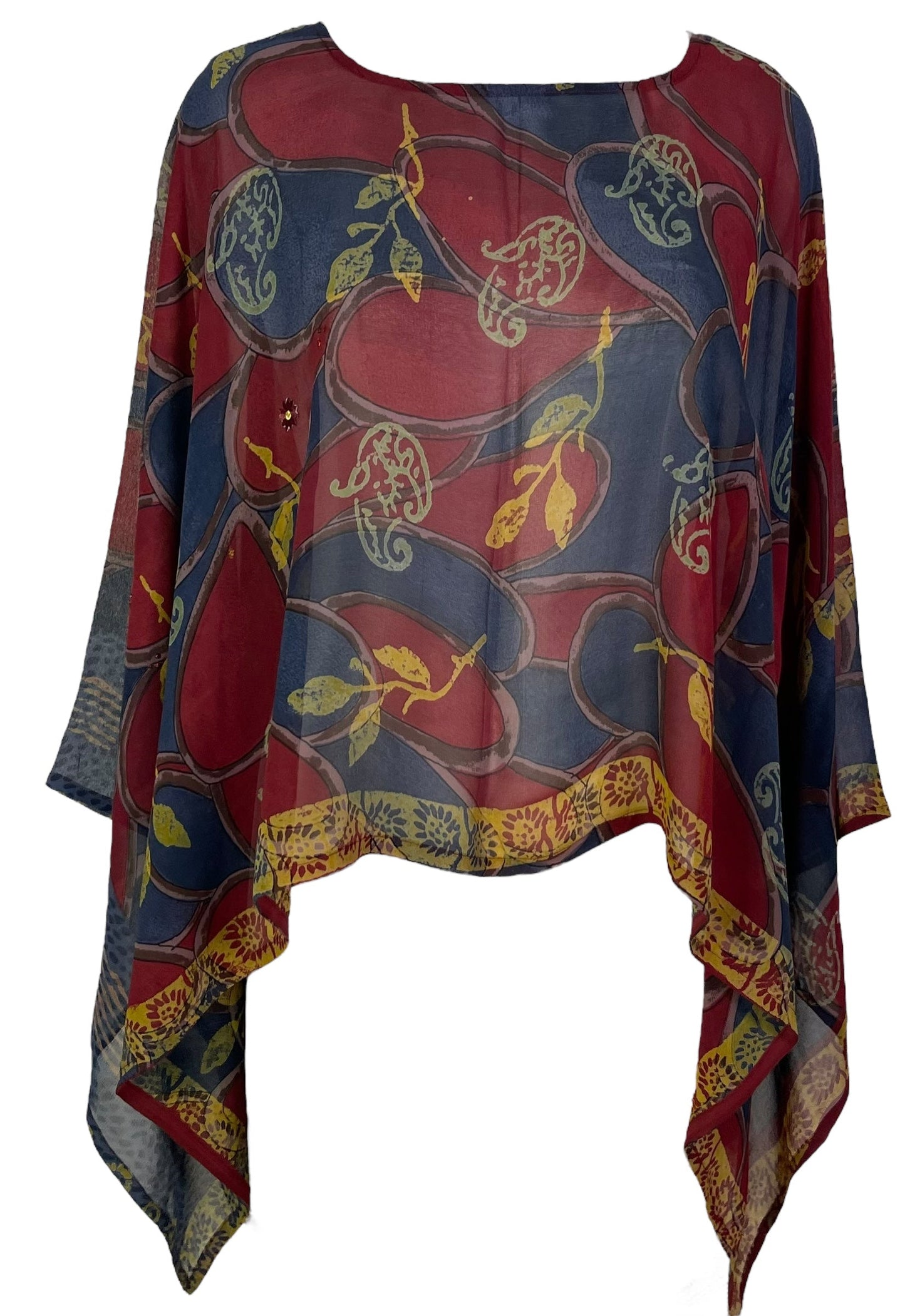 PRG7193 Sheer Avatar Pure Silk Capelet Poncho - Velora