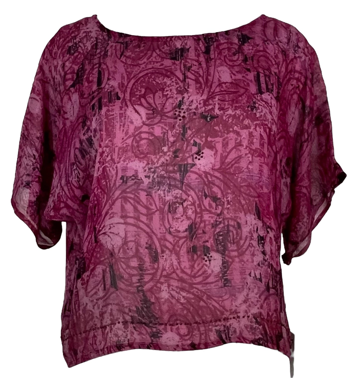 PRG5501 Sheer Avatar Pure Silk Boxy Top - Velora