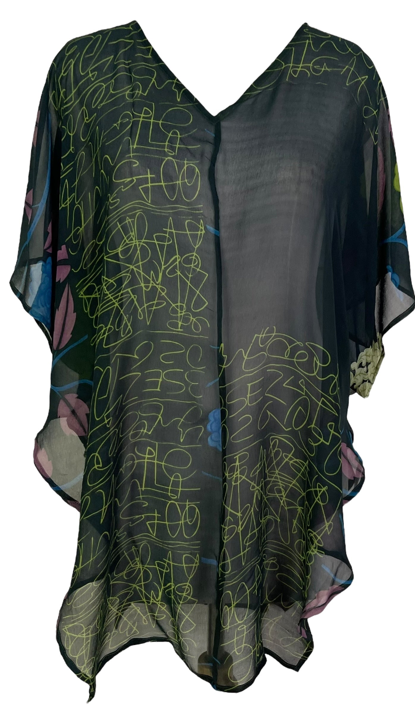 PRG7098 Sheer Sheer Avatar Pure Silk Waterfall Top - Velora