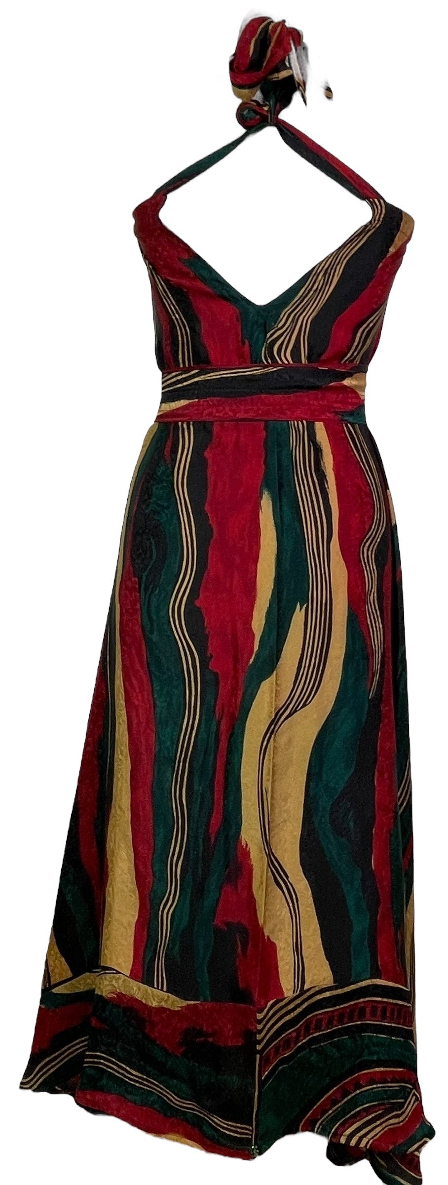 PRC7762 Avatar Pure Silk Maxi Dress with Belt - Velora