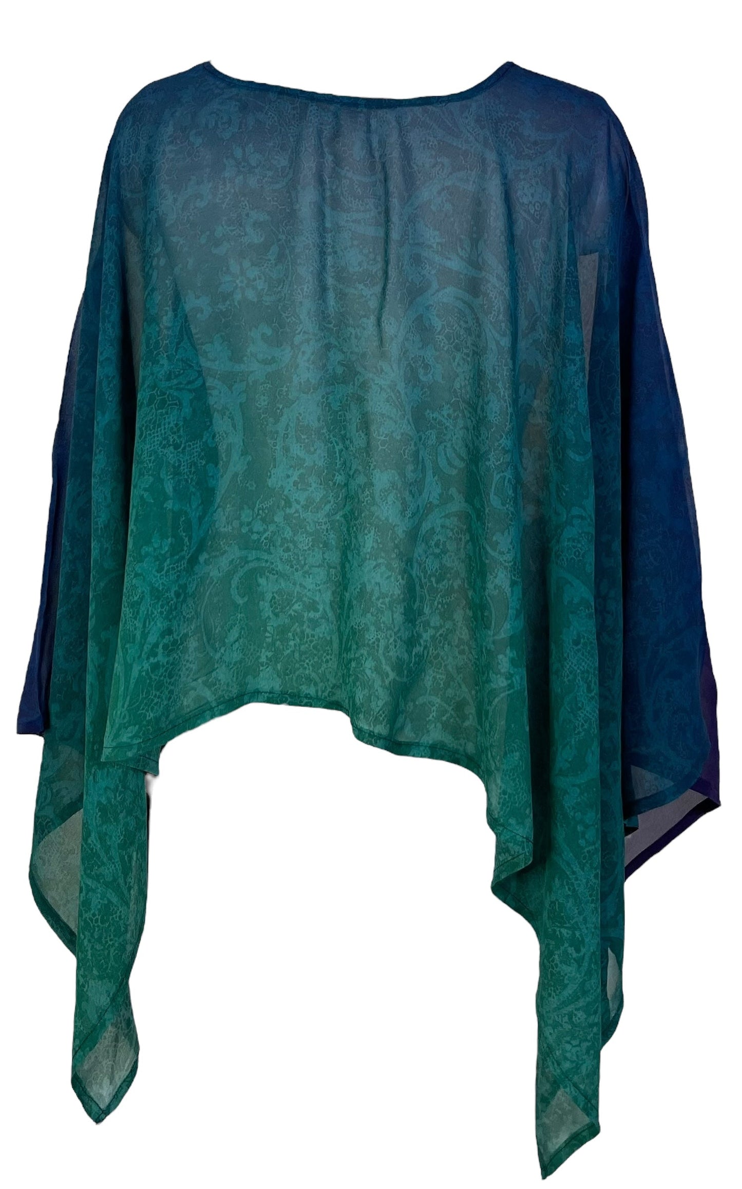 PRG6794B Sheer Avatar Pure Silk Capelet Poncho - Velora