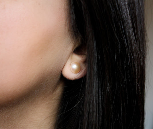 Pink Pearl Stud Earrings 10mm - Velora Luxury Fashion