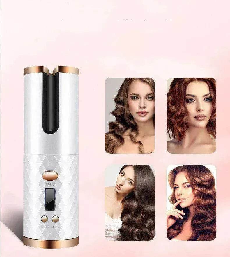 Portable LCD Hair Curler: Rechargeable, Ceramic, Auto Rotating - Velora