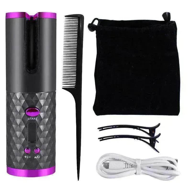 Portable LCD Hair Curler: Rechargeable, Ceramic, Auto Rotating - Velora