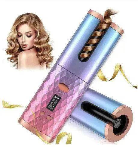 Portable LCD Hair Curler: Rechargeable, Ceramic, Auto Rotating - Velora