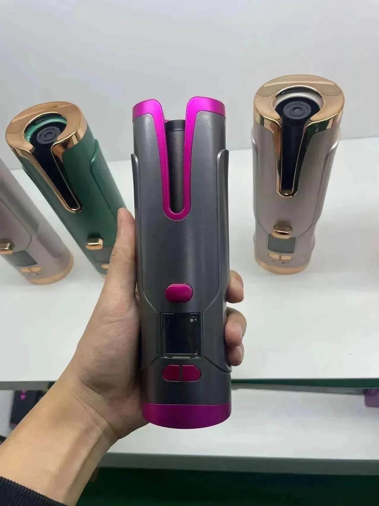 Portable LCD Hair Curler: Rechargeable, Ceramic, Auto Rotating - Velora