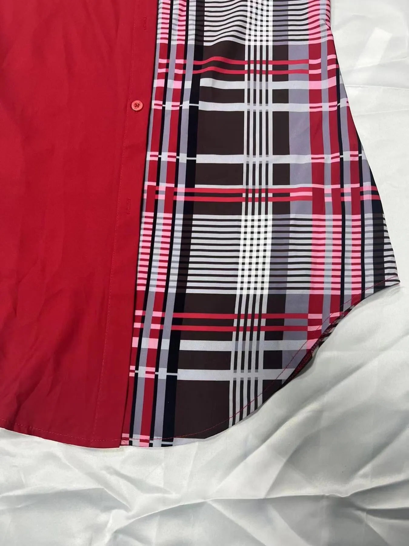 Printed Button Up Long Sleeve Shirt Dress - Velora Luxury Fashion