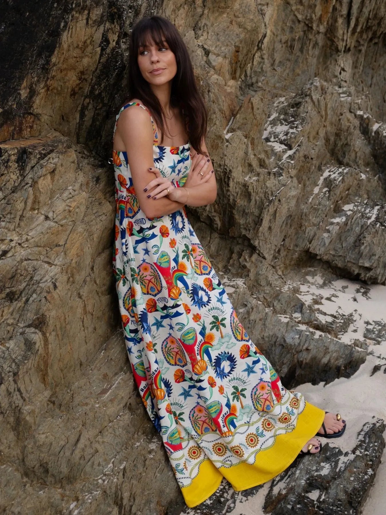 Printed Square Neck Maxi Dress - Velora Luxury Fashion