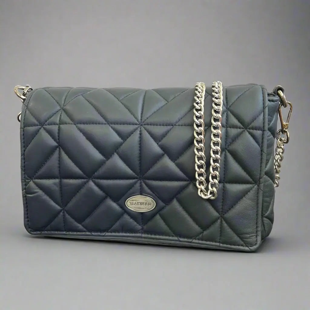 Quilted Soft Leather Crossbody Bag with Chain Strap Boutique of Leathers/Open Road