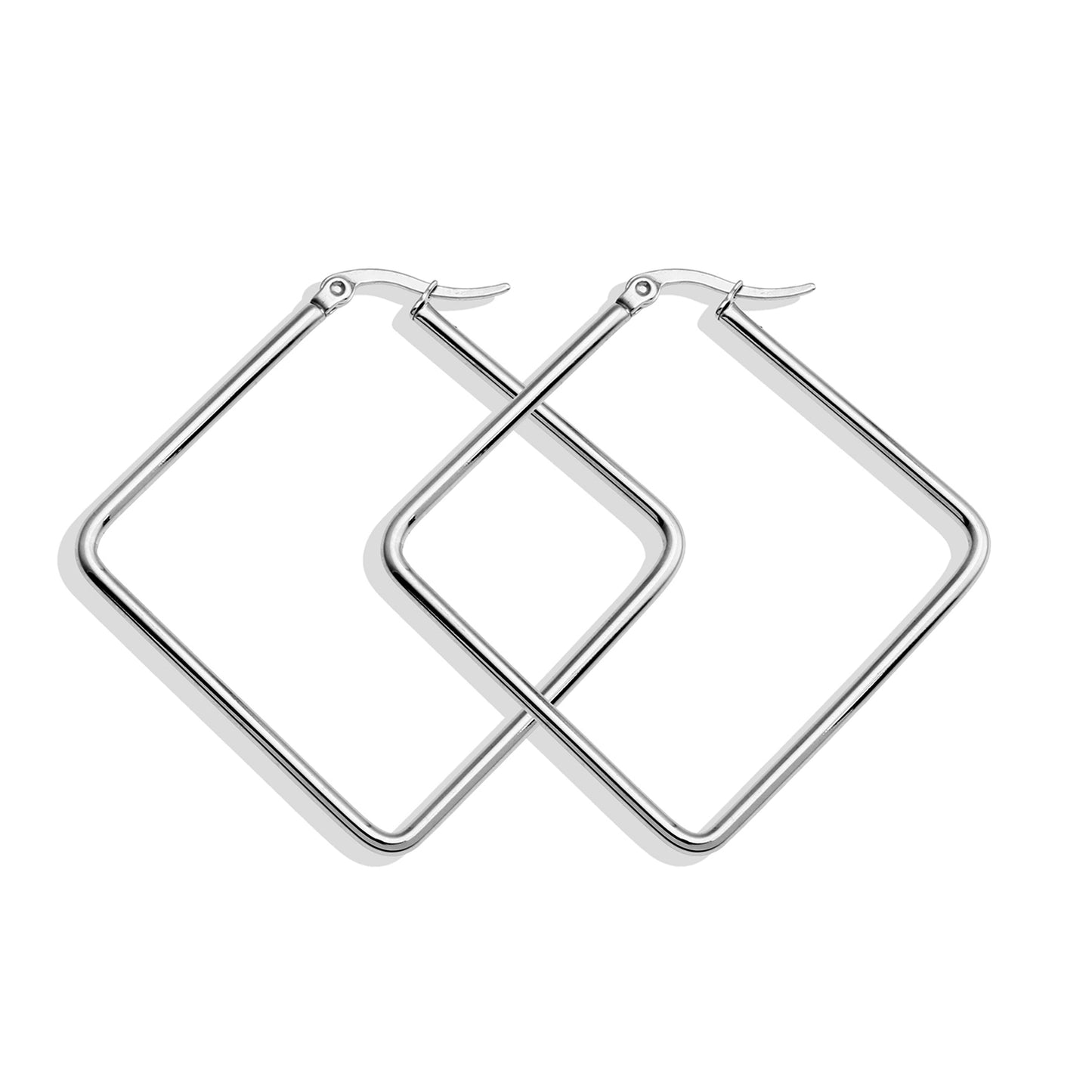 REILYNN: Square Silver Hoops - A Bold Twist on Classic Elegance - Velora