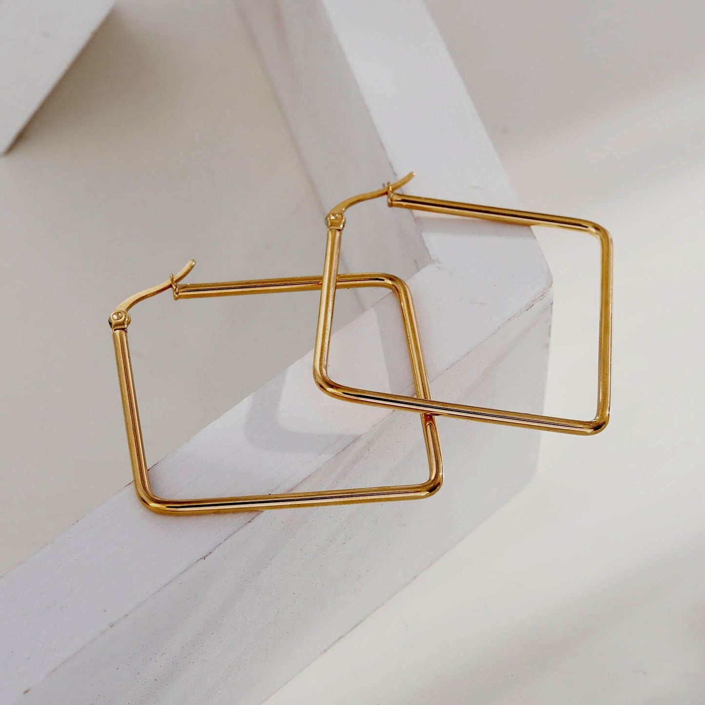 REILYNN Square Shaped Gold Hoops - Velora