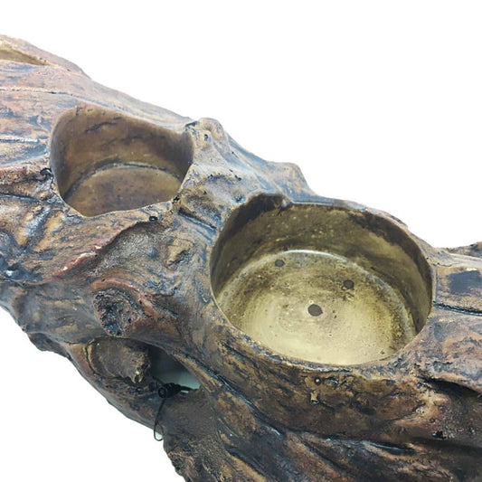 REPTILE DADDY Resin Log w/Feeding Cup Holders approx. 31x17x15cm(H) - Velora Luxury Fashion