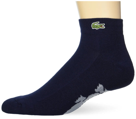 Lacoste Mens Performance Graphic Ankle Socks Navy Blue/Silver Chine Medium