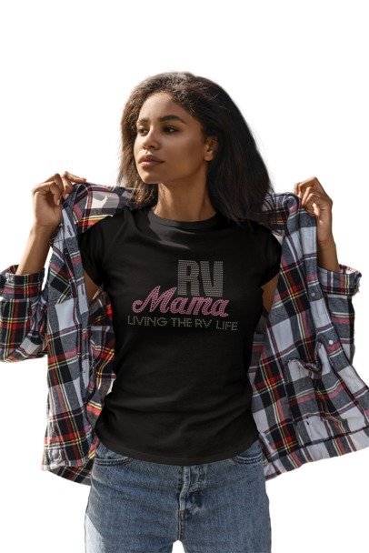 RV MAMA Rhinestone Shirt – Camping Life Sparkle Bling Tee | Blingdazzel
