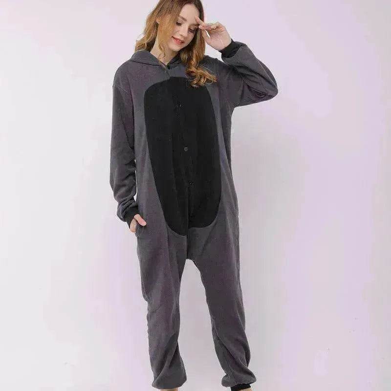 Raccoon cartoon animal one-piece pajamas polar fleece material - Velora