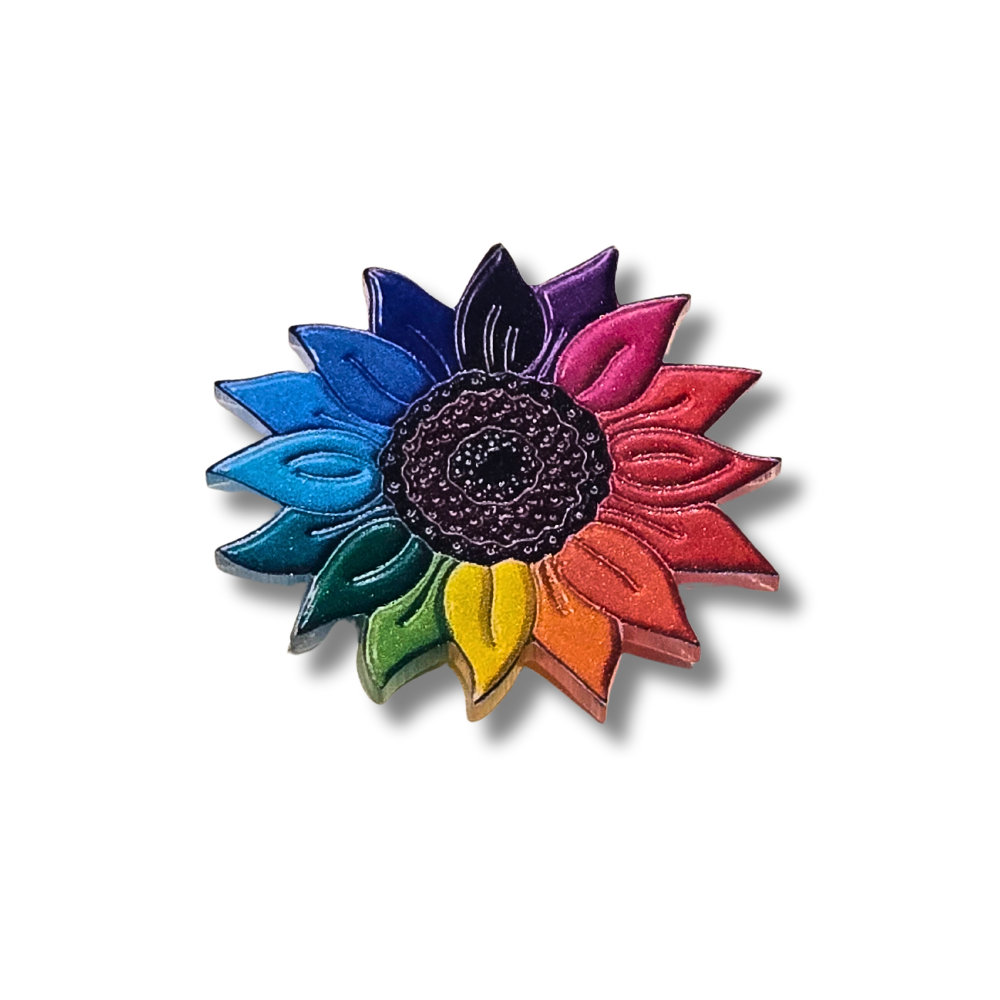 Rainbow Sunflower Acrylic Pin - Velora