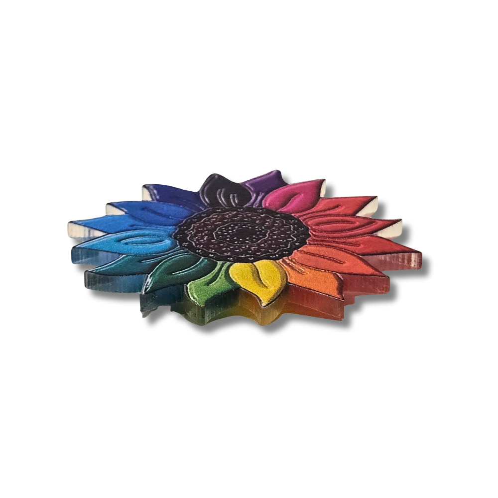 Rainbow Sunflower Acrylic Pin - Velora