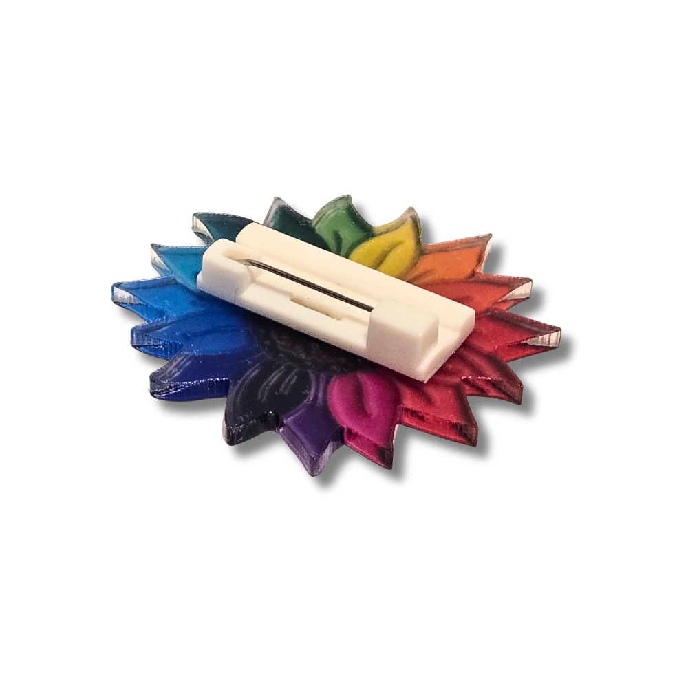 Rainbow Sunflower Acrylic Pin - Velora