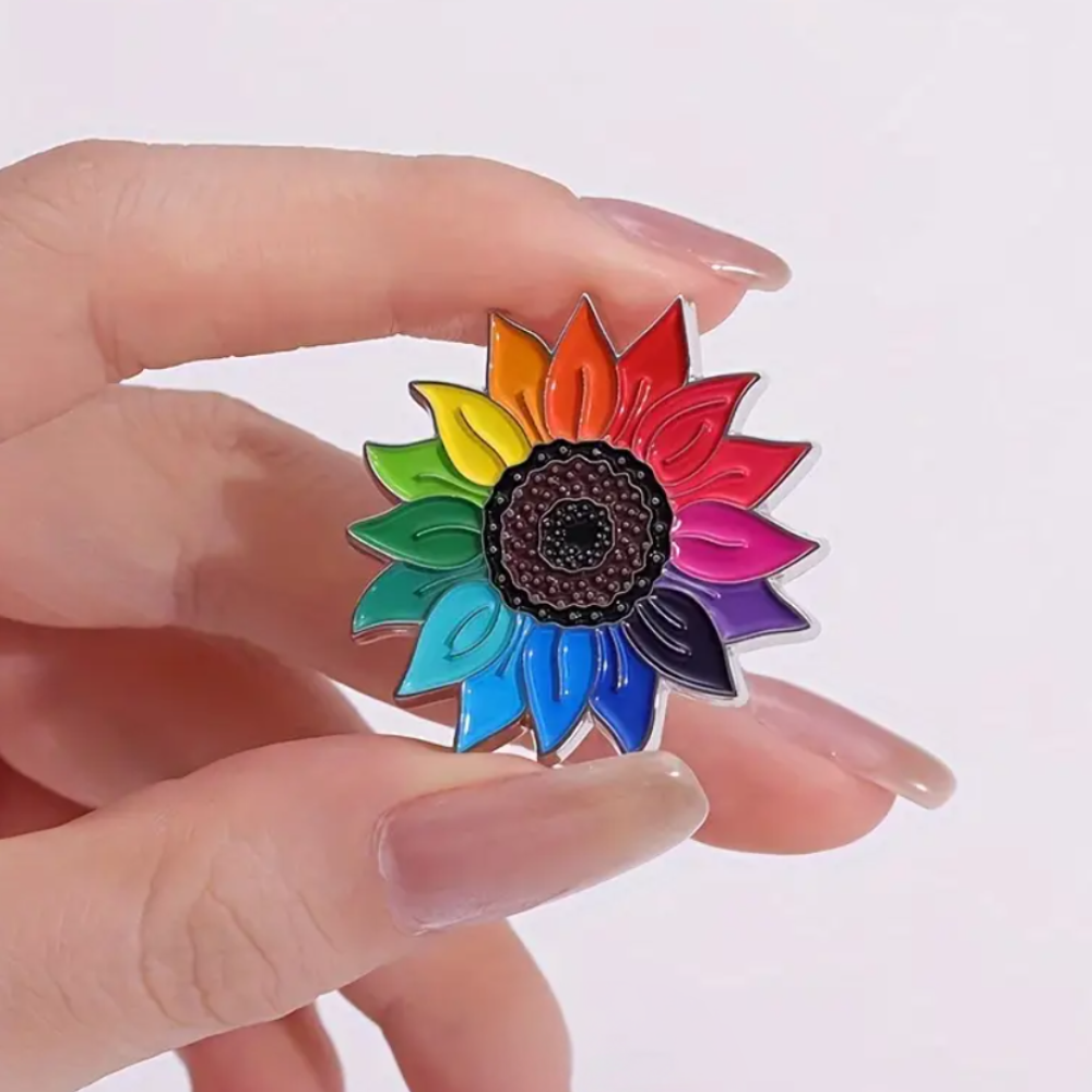 Rainbow Sunflower Acrylic Pin - Velora