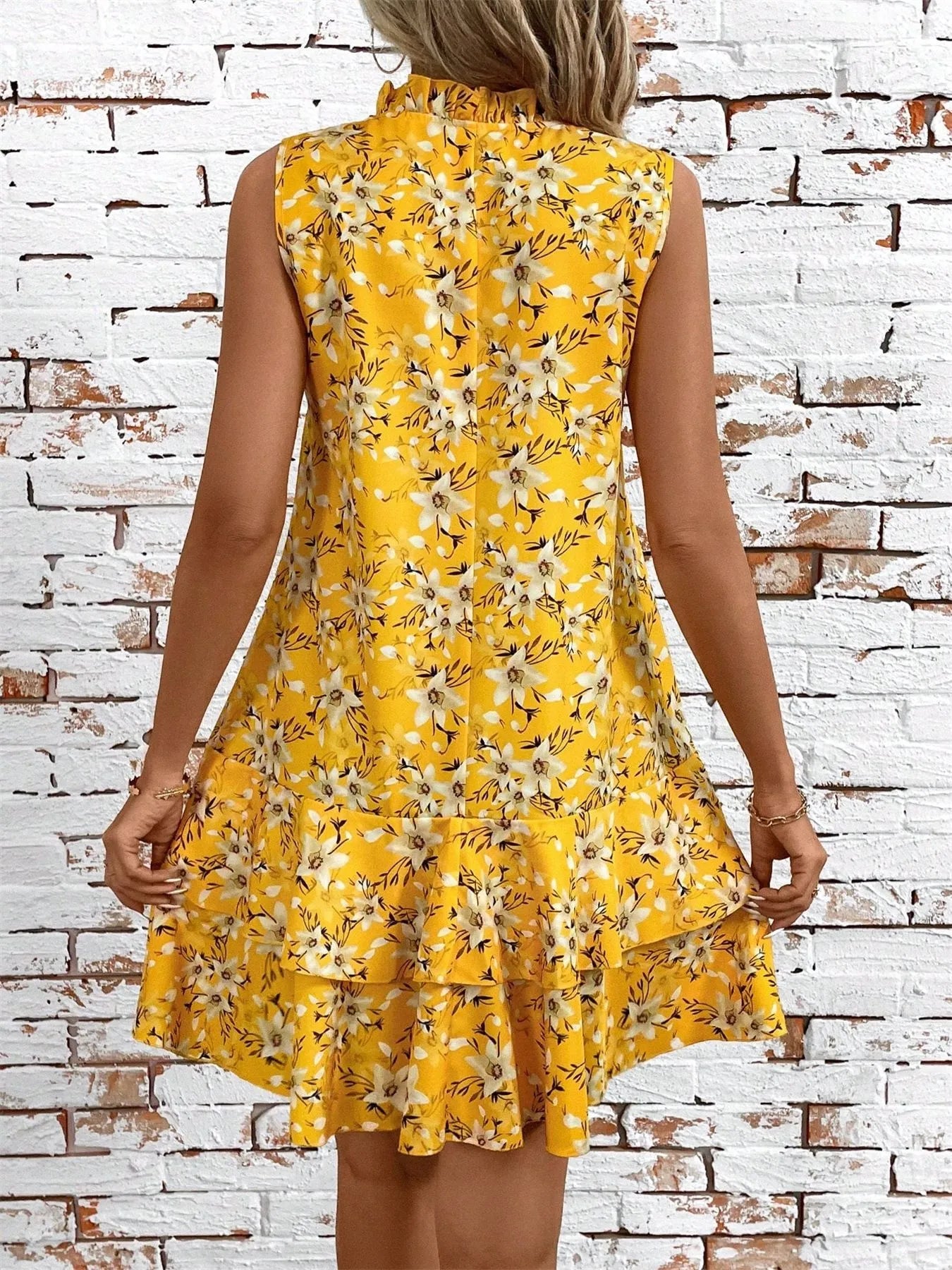 Ruffled Hem Sleeveless Mini Dress - Velora Luxury Fashion