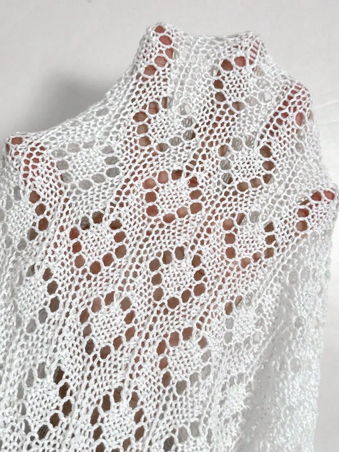 Ruffled Openwork Round Neck Knit Top - Velora Luxury Fashion