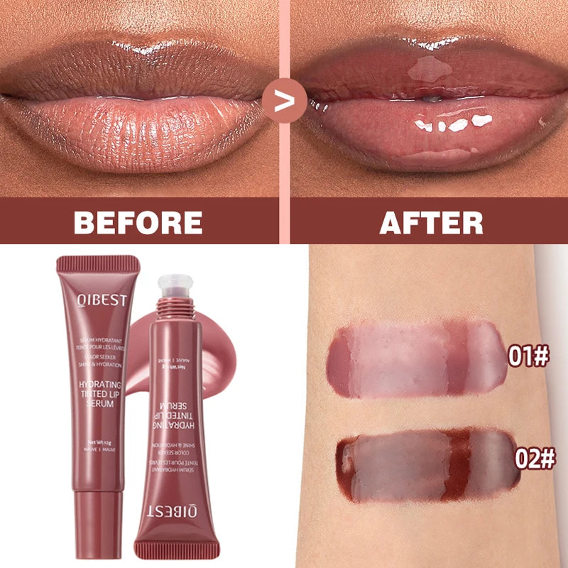 New Nude Red Bean Clear Water Gloss Glass Lip Gloss Moisturizing Chocolate Mirror Gloss Plumping Lip Tint Lip Cream Makeup 12g - Velora