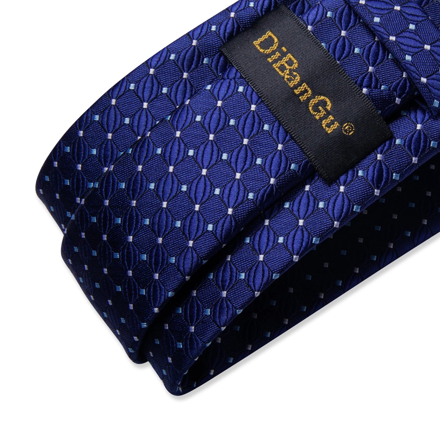 Blue Royal Dot Pliad Mens Tie set with Silver Clip and Ring Business Wedding Party Accessories 8cm Necktie Handkerchief Cufflink - Velora
