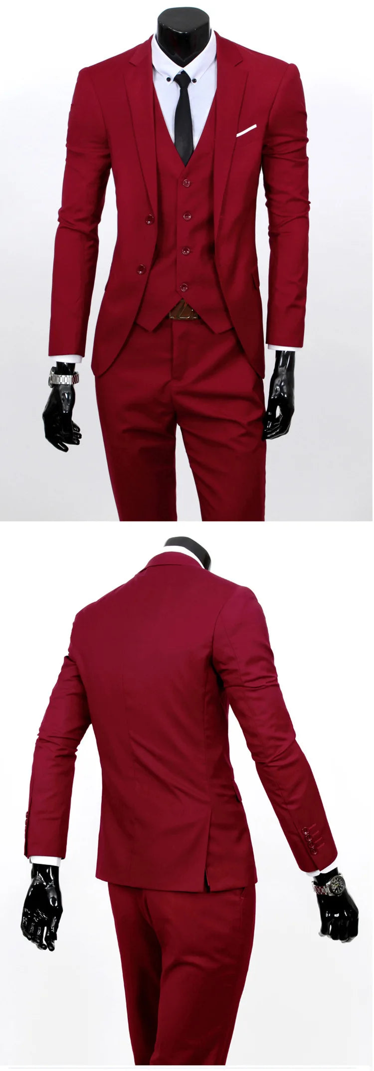 Spring Autumn New Fashion Men's Trendy Slim Business Solid Color 3 Pieces of Suits Sets Single Greasted Blazers Waistcoat Pants - Velora