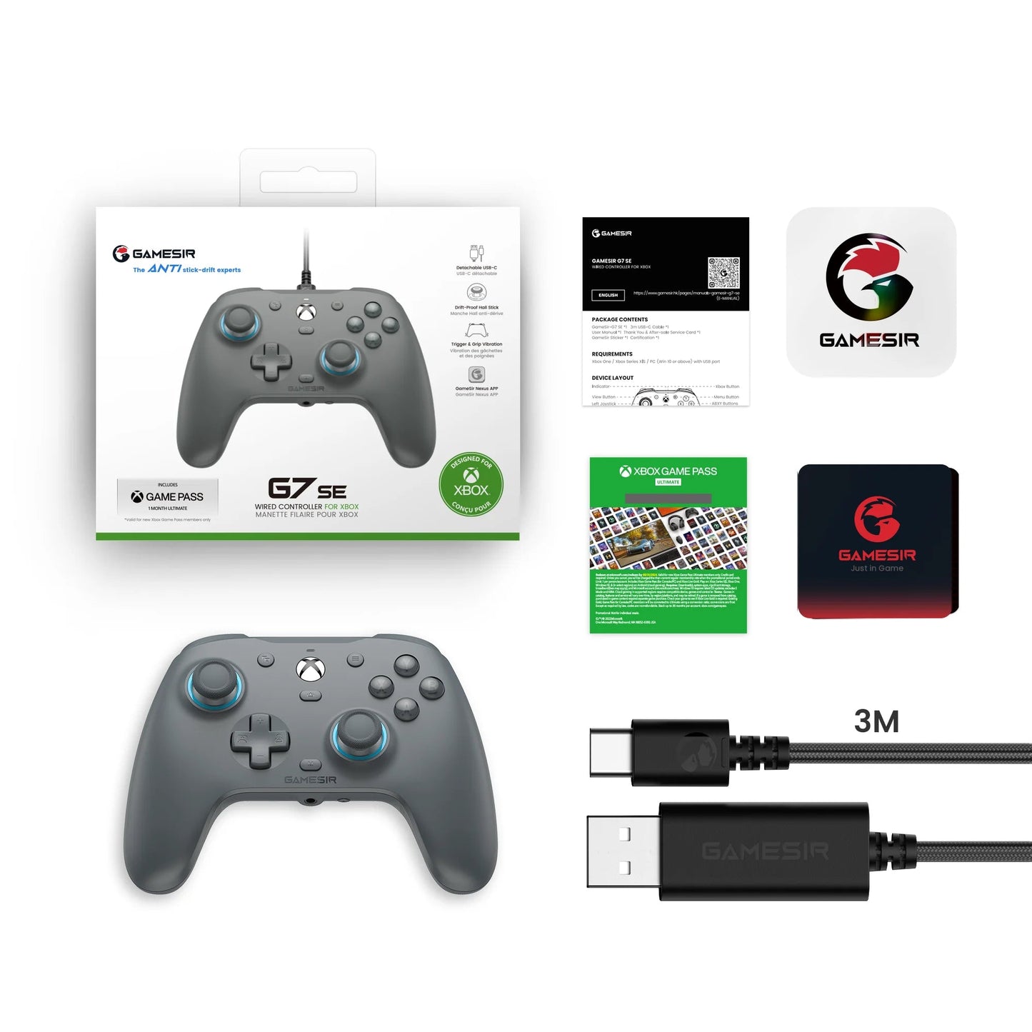 GameSir G7 SE Xbox Gaming Controller Wired Gamepad for Xbox Series X, Xbox Series S, Xbox One, with Hall Effect Joystick - Velora