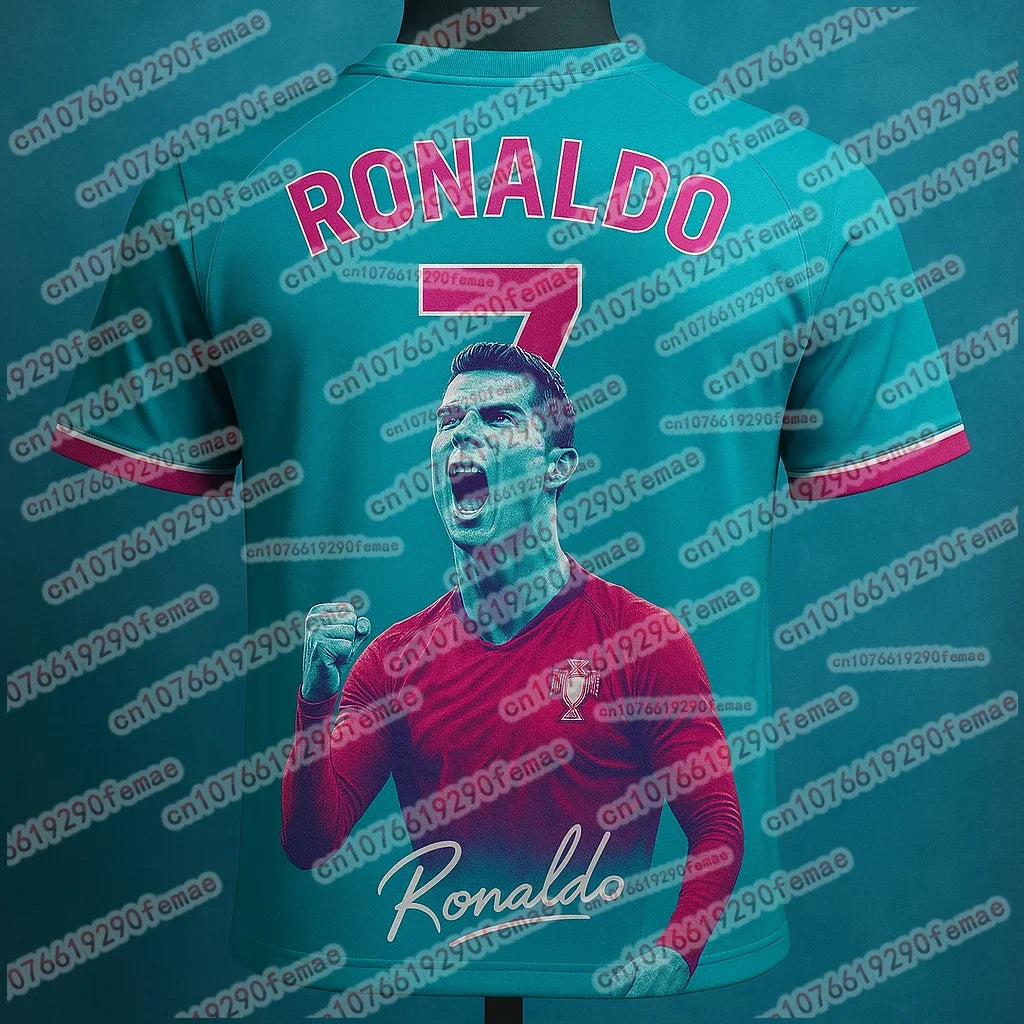 Ronaldo 3D Print Sport Quick Dry Breathable Men Tshirt Football Jersey Team Uniform Baby Parent Child Kids Boy Girl Short Sleeve Velora