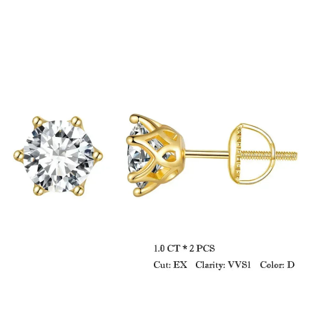 Radiant Moissanite Stud Earrings | D Color Round Cut 925 Silver, Gold Plated Itz Luxury
