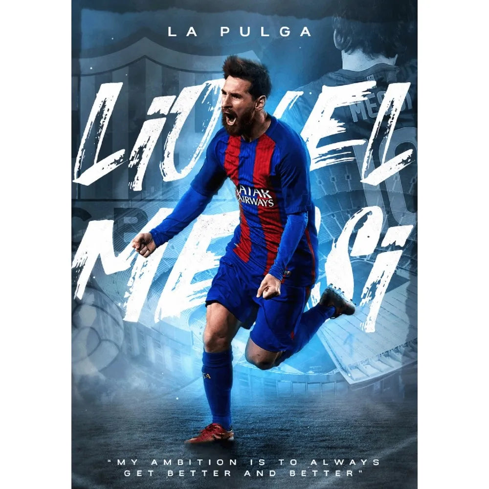1PC Football Star Popular Character M-Messi Poster Sticky Wall Art Printing Waterproof Home Living Bed Room Bar Aesthetic Decor Velora