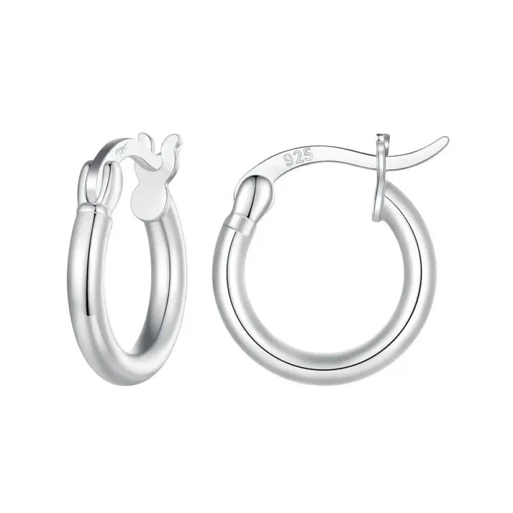 14K White Gold-Plated 925 Sterling Silver Hoop Earrings - Stylish And Hypoallergenic Jewelry For Women - Velora