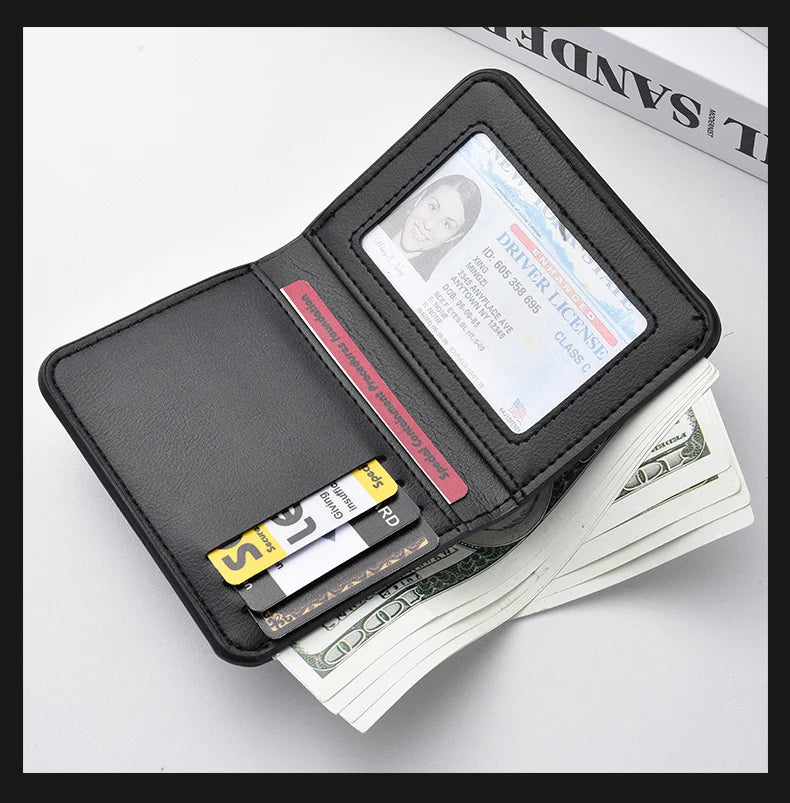 1Pc New Ultra-thin Mini Soft PU Leather Credit Card Wallet Holder Short Vertical High Quality Men's Wallet - Velora