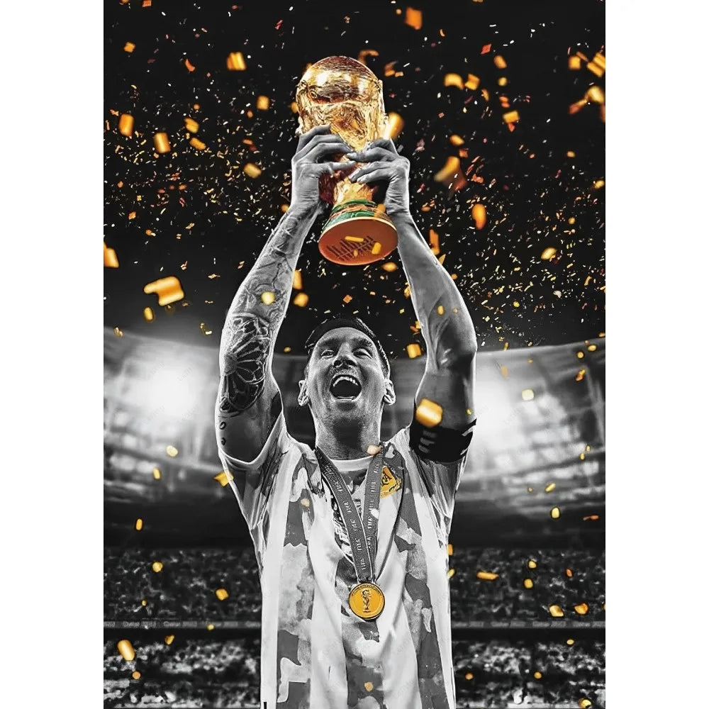 1PC Football Star Popular Character M-Messi Poster Sticky Wall Art Printing Waterproof Home Living Bed Room Bar Aesthetic Decor Velora