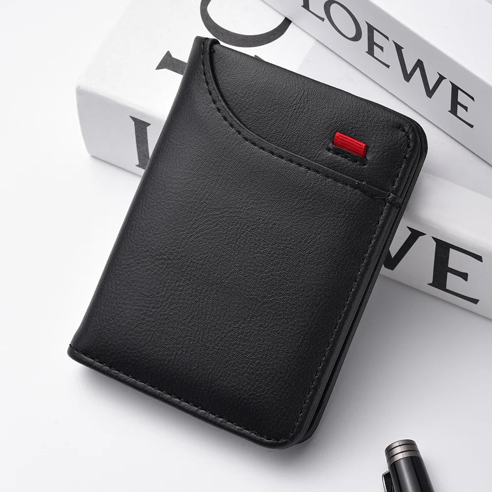 1Pc New Ultra-thin Mini Soft PU Leather Credit Card Wallet Holder Short Vertical High Quality Men's Wallet - Velora
