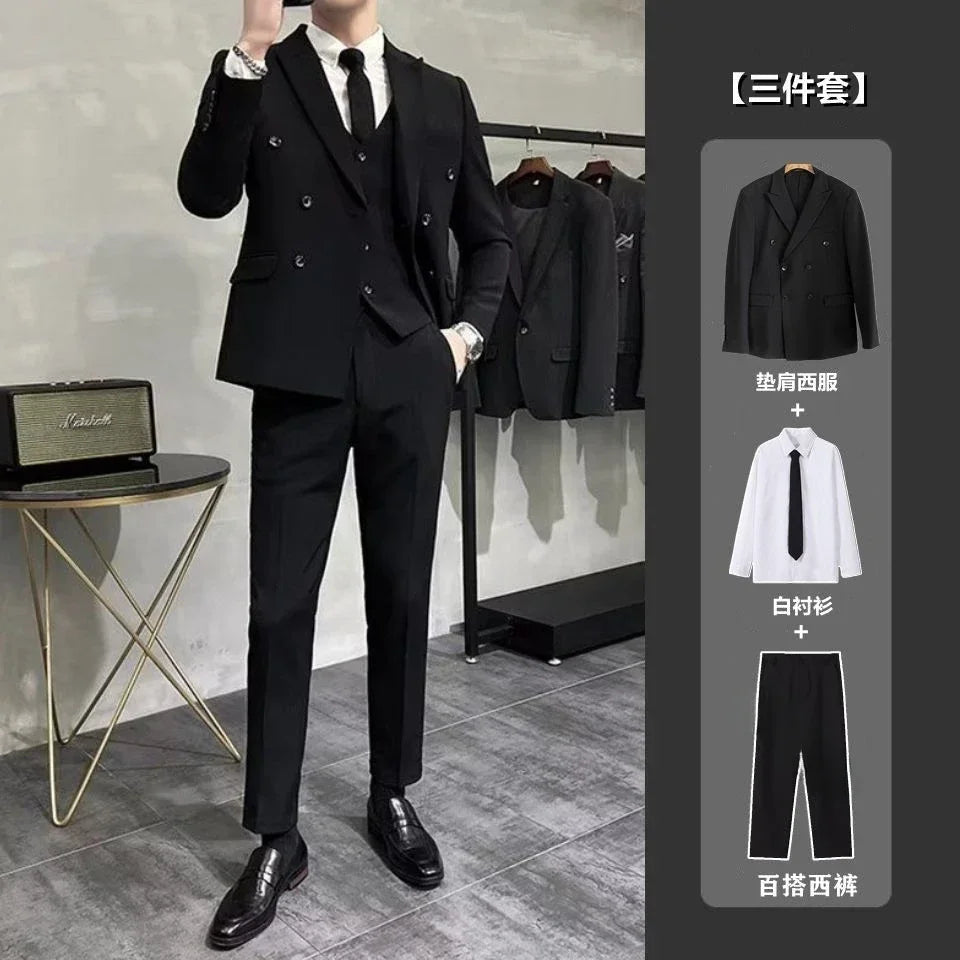 Wedding 2 Piece Outfit Set Male Slim Fit Full Men's Suits and Blazers Dress Formal Groom Clothes Elegant Spring Autumn Luxury - Velora