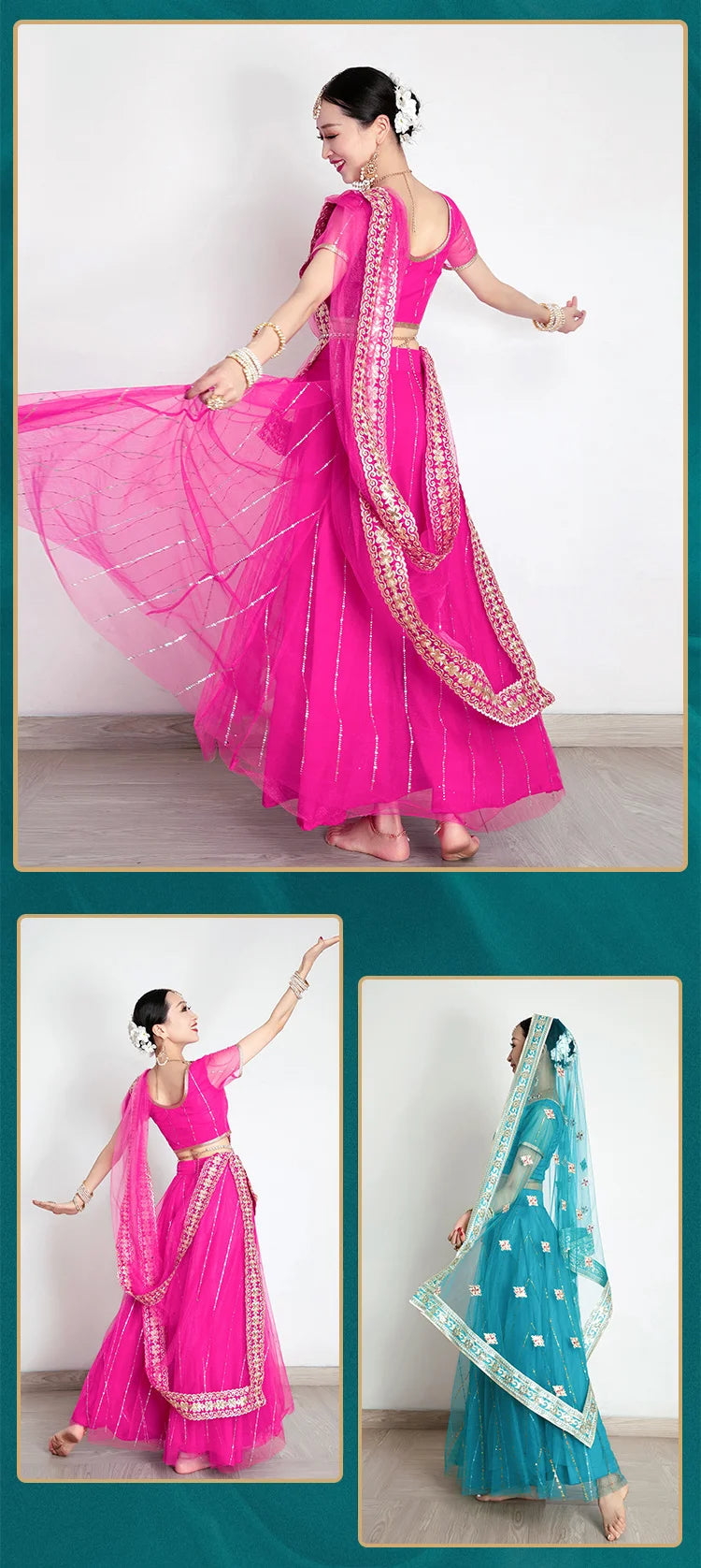 Traditional Indian Clothing Pakistani Sari Women's Elegant Dress Party Cosplay Dance Dress Stage Dress - Velora