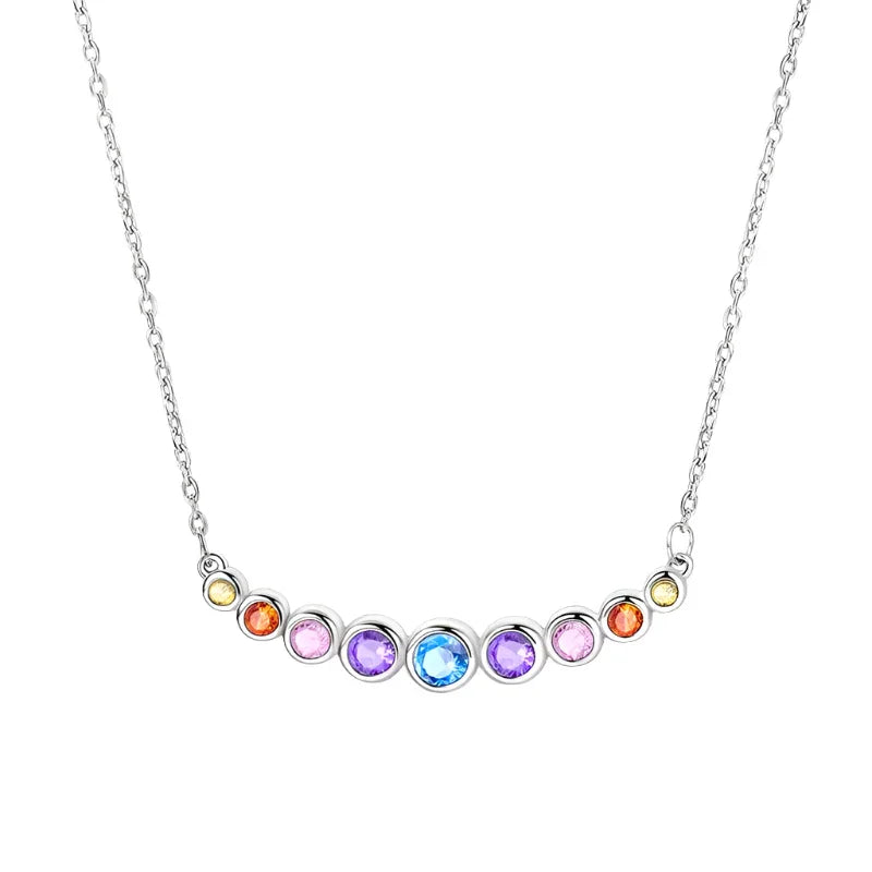 Rainbow Sparkle Sterling Silver Pendant Necklace Itz Luxury