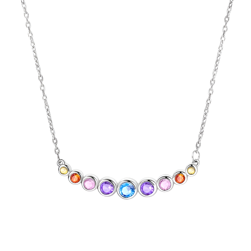 Rainbow Sparkle Sterling Silver Pendant Necklace - Velora