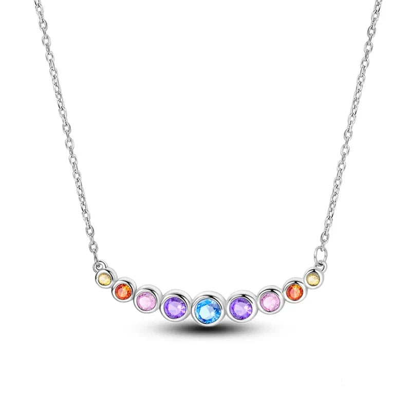Rainbow Sparkle Sterling Silver Pendant Necklace - Velora