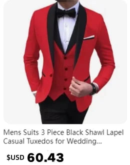 2025 Wedding Groom Suit for Men/Slim Fit 2-Piece(Blazer+pants)Breathable Groom Attire(Free Tie)Best Man, Party, Prom Ropa Hombre - Velora
