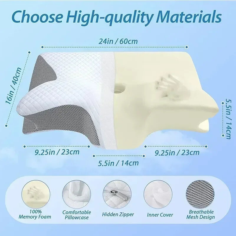 1pc Memory Foam Cervical Pillow, 2 in 1 Ergonomic Contour Orthopedic Pillow for Neck Pain Support Pillows Pillowcase replacement Velora