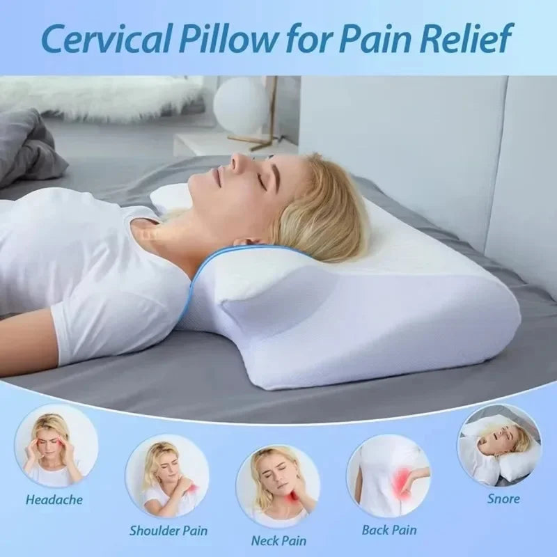 1PC Butterfly Memory Neck Pillow Slow Rebound Comfortable Sleep Memory Foam Pillow 2 in 1 Ergonomic Contour Pillows Home Supply Velora