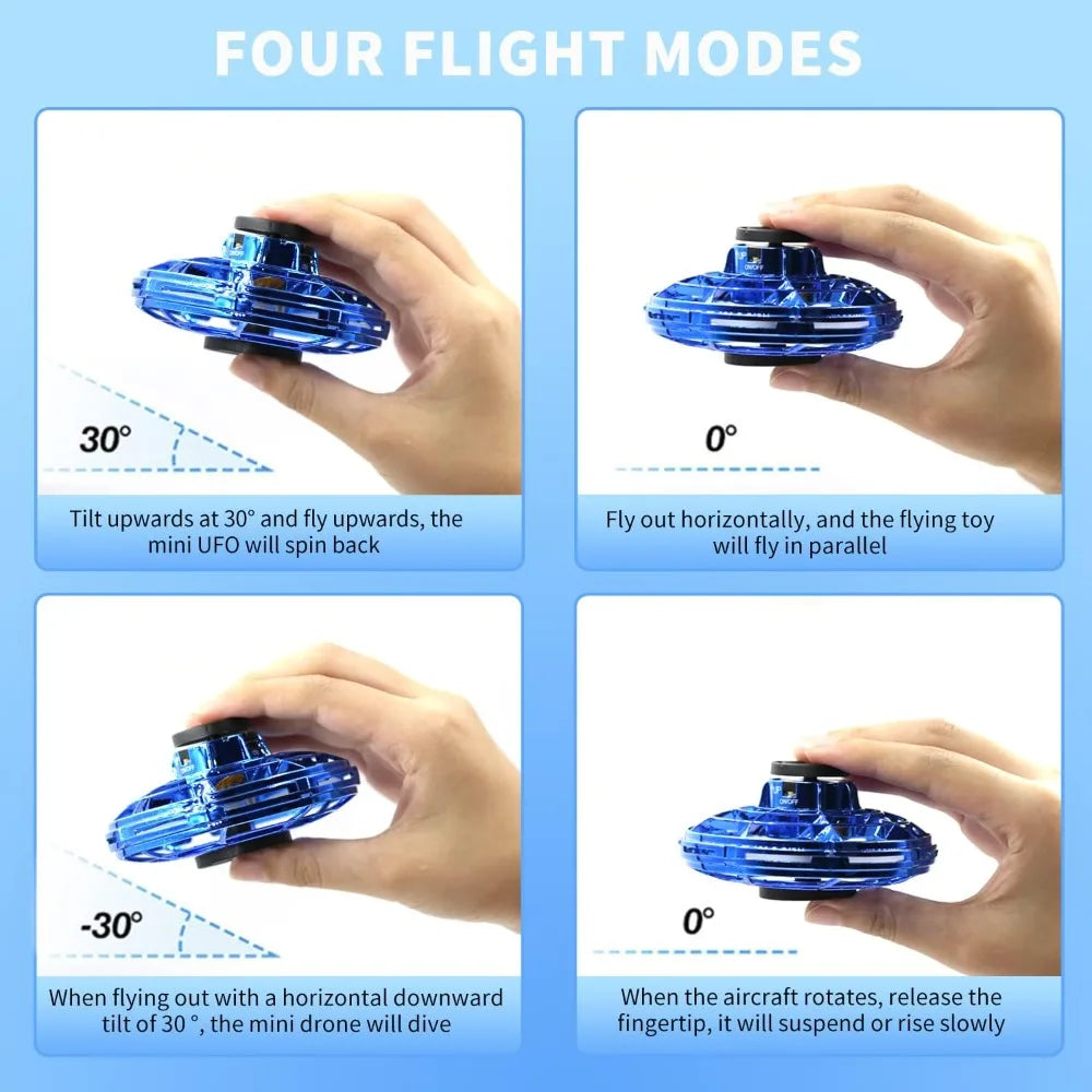 Flying Spinner UFO Mini Drone,Flying Spinner Hand Operated Drones Indoor Outdoor Cool Stuff Mini Drones Toys Birthday Gifts - Velora