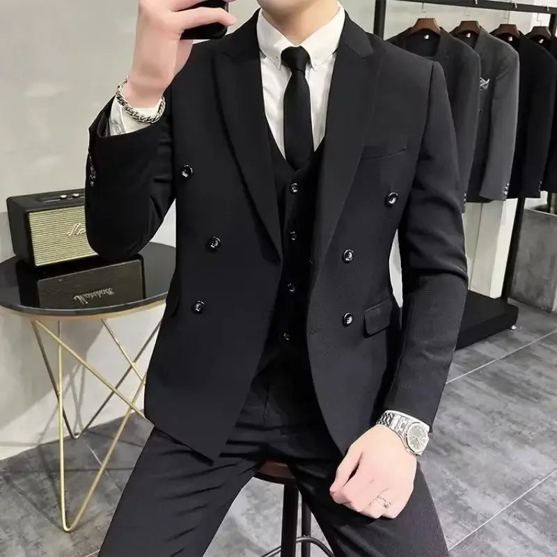 Wedding 2 Piece Outfit Set Male Slim Fit Full Men's Suits and Blazers Dress Formal Groom Clothes Elegant Spring Autumn Luxury - Velora