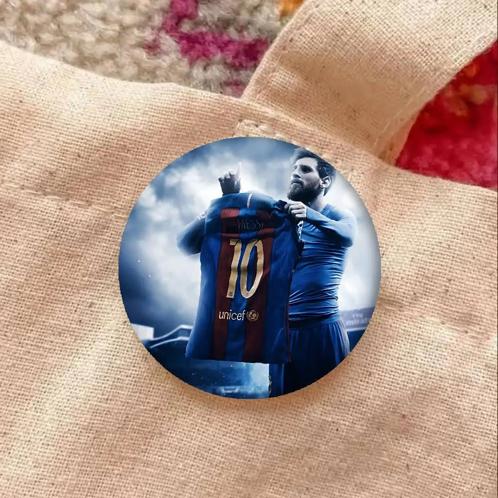 M-Messi Photo Brooches Creative Round Badge Gifts Pins 32/44/58mm Velora